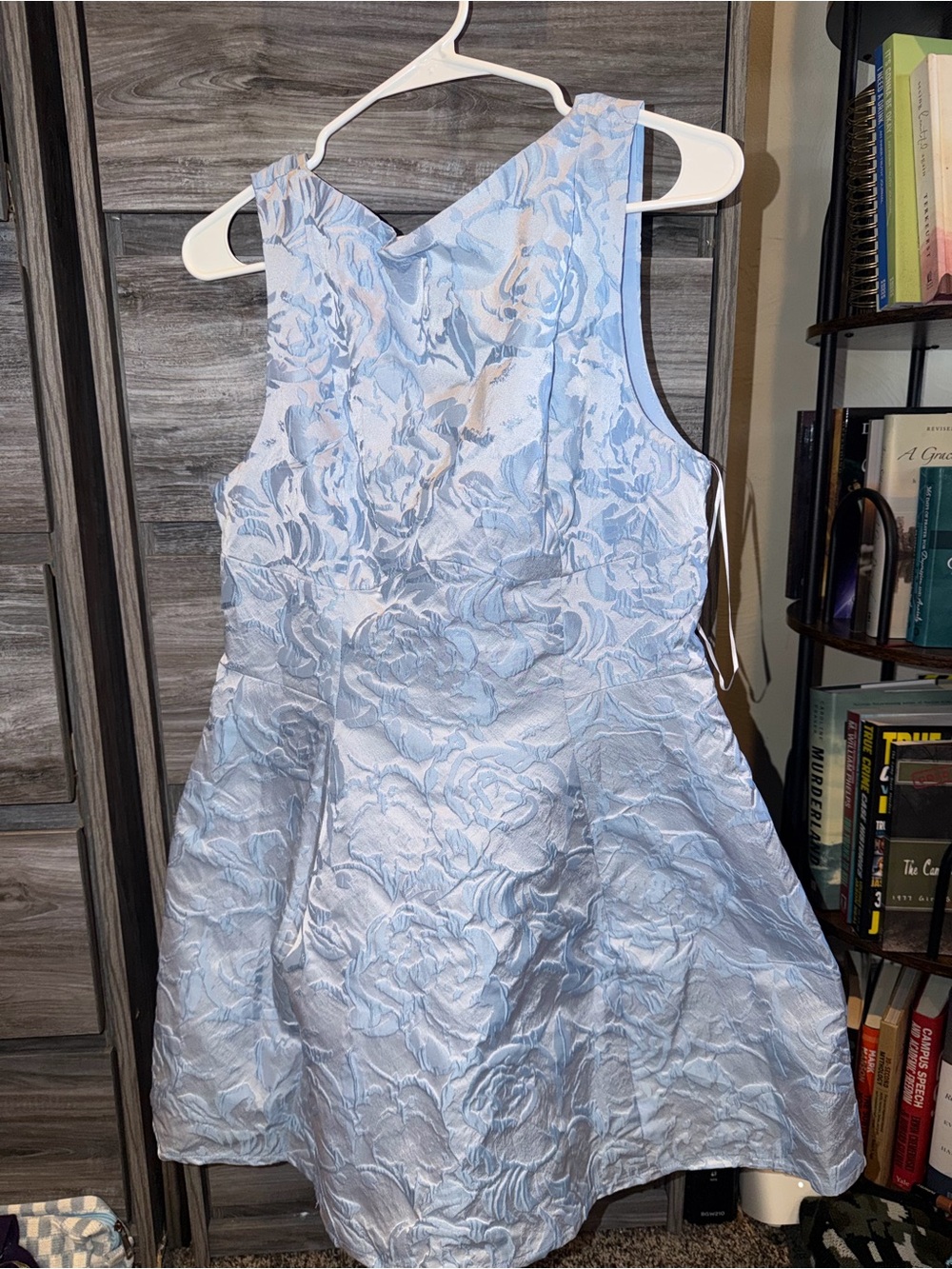 Hello Molly Light Blue Floral Jacquard Girls' Party Dress